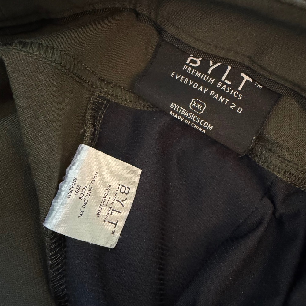 BYLT Premium Basics Everyday Pant 2.0 Dark Olive Green XXL Mens Stretch Chino - Picture 4 of 13